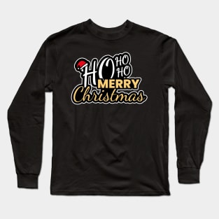 Ho HO HO Merry Christmas Santa Text Design Long Sleeve T-Shirt